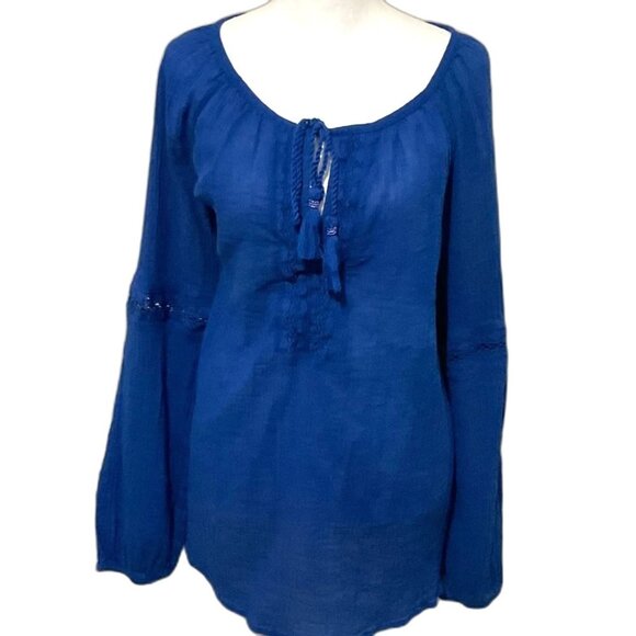 Lane Bryant Tops - Lane Bryant Royal Blue Tassel Blouse